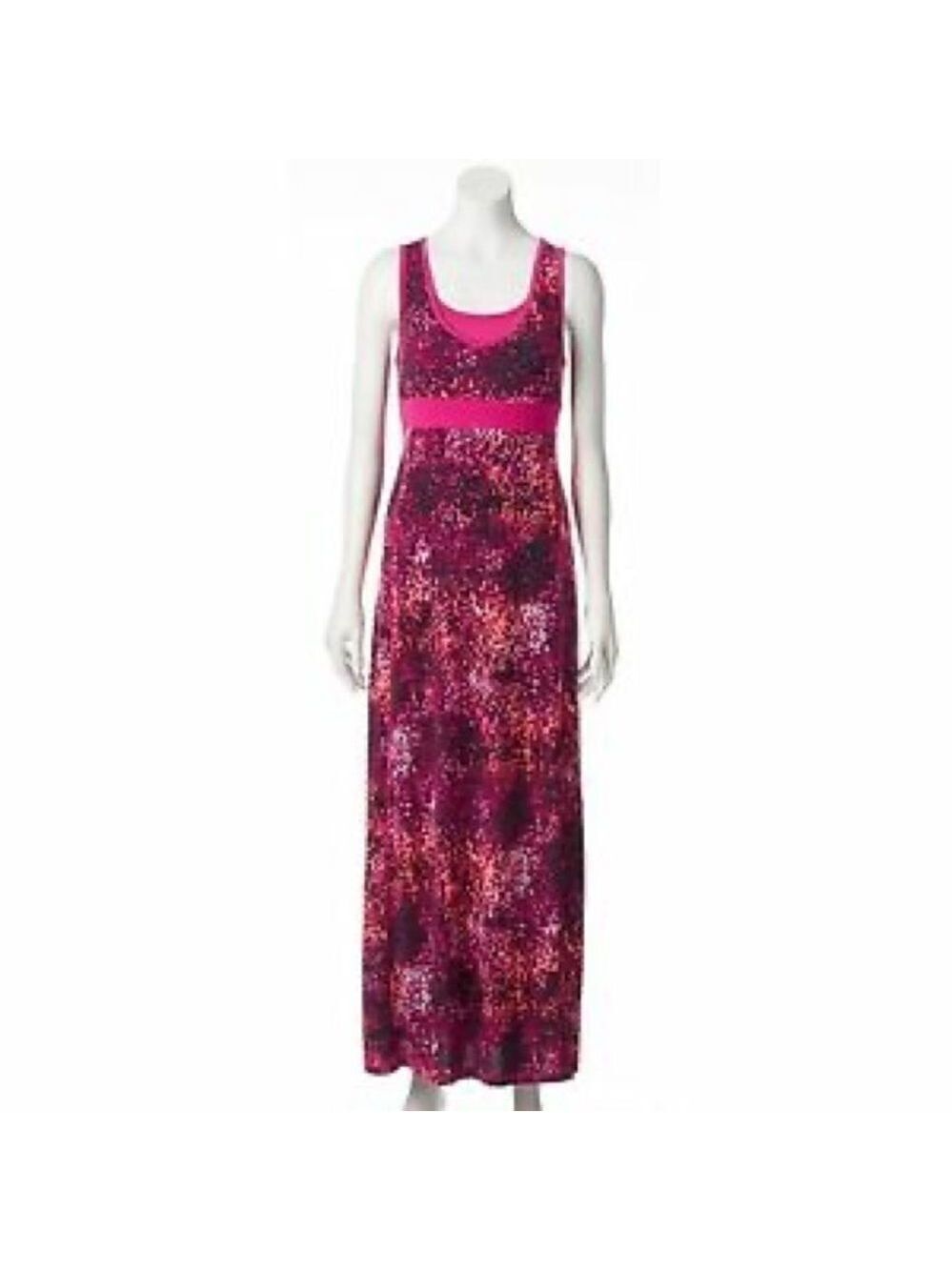 TEK Gear Dry Tek Racerback Neon Pink Slinky Maxi Dress Size XS